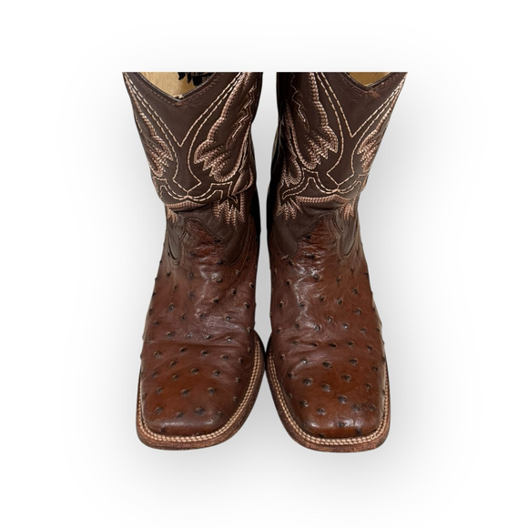 Los Altos Men’s Tobacco Full-Quill Ostrich Wide Square Toe Cowboy Boots 10.5 EE - Picture 6 of 10